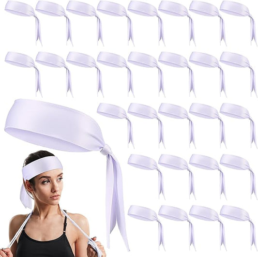 Hiboom 30 Pack Tie Headband Bulk Sports Tennis Head Tie Ninja Karate Tie Back Athletic Sweatbands Adjustable Hair Bands for Women Men Basketball, Football, Soccer, Running, Yoga Workout