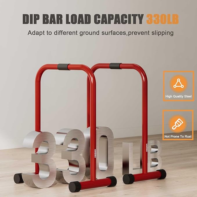 Adjustable Dip Bar, Dip Stand Station Functional Fitness Bar, Strength Training Founctional Dip Bars for Home, Fitness Equipment, Push Up Stand, Load Capacity 330LBS