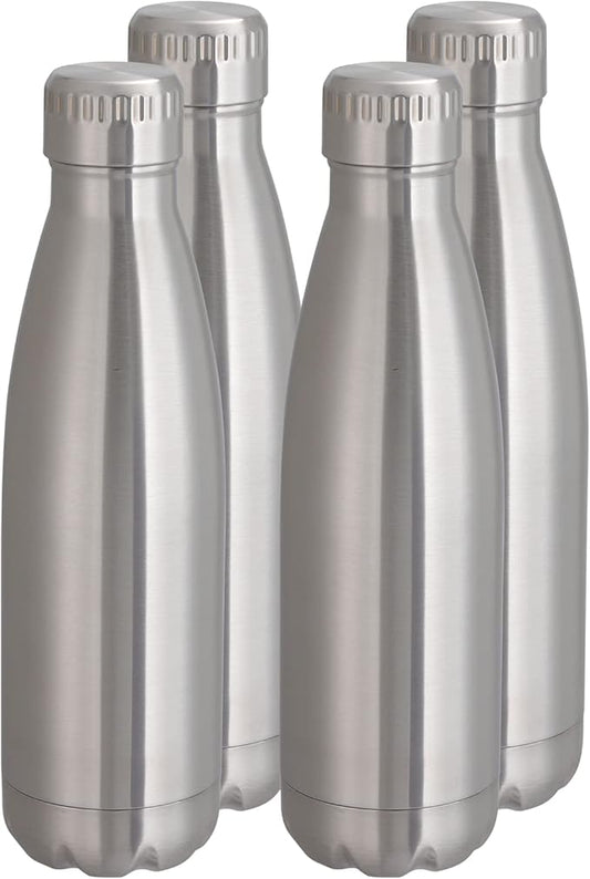 VEGOND 17oz Stainless Steel Water Bottles Bulk, Reusable Metal Sports Water Bottle Keeps Drink Hot and Cold, BPA Free Double Wall Vacuum Cola Shape Insulated Water Bottles for Camping Gym, 4 Pack