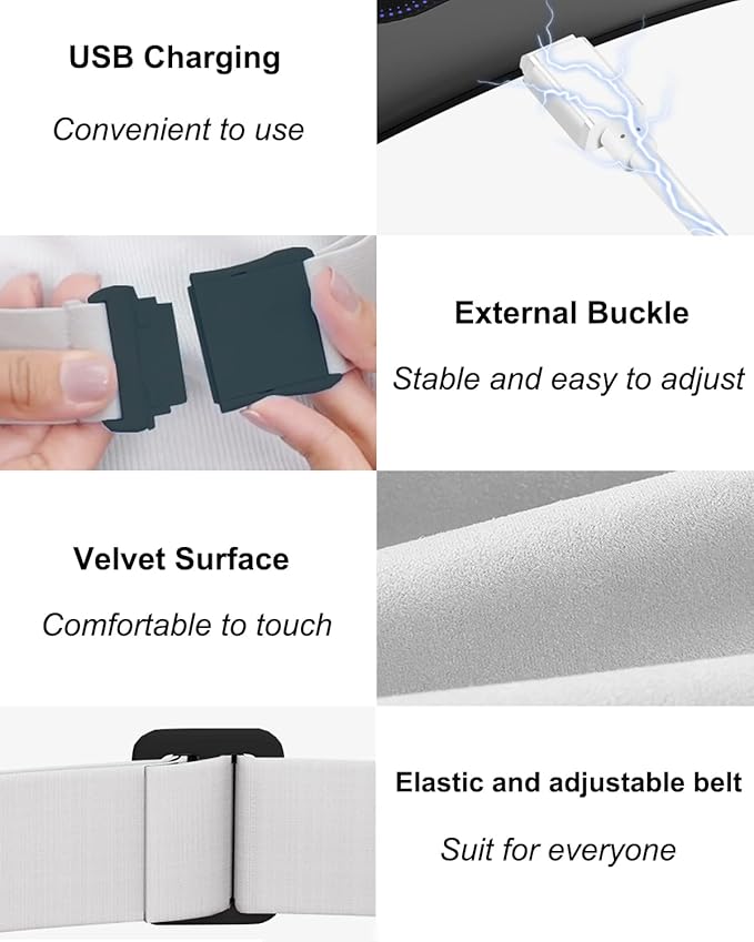 Electric Heating Pad, Portable Cordless Menstrual Heating Pad with 4 Heat Levels and 4 Massage Modes, Fast Large Heating Belly Wrap Belt for Cramps, Back Pain Relief Gifts for Women Girls Her(Black)