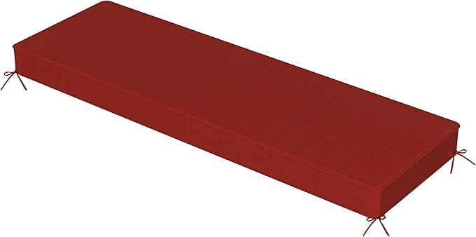 Sundale Outdoor Olefin Bench Cushion， Water-Resistant Patio Couch Cushion, Loveseat Sofa Pad with Straps Red, 48 x 18 x 4 Inches