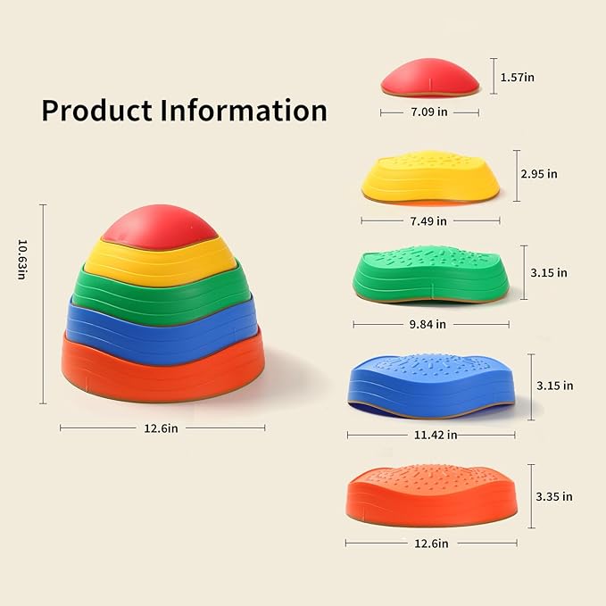 Fanboxk Stepping Stones for Kids,Non-Slip Toddlers Stepping Stones for Promoting Children's Balance Coordination Skills,Obstacle Courses Sensory Toys Outdoor or Indoor Play for Kids 3-8