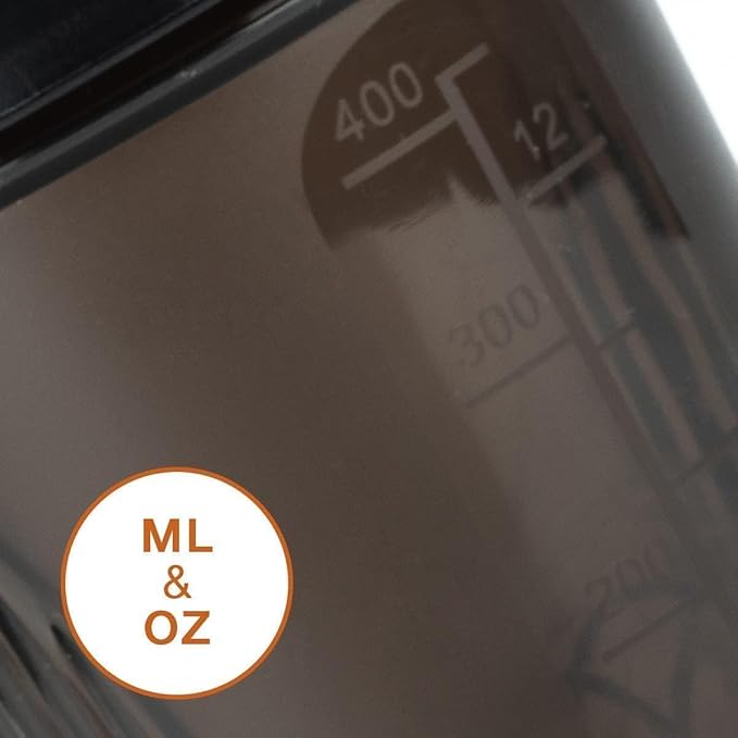 Shaker Bottle A Pure Pacific Blue 12Oz 400ml Made of PP5 | Small, Measurement Marks, Stainless Whisk Blender Mixer Ball, BPA Free, -4~248 Ã‚°F, Perfect for Nutrition, Protein, Keto, Juice Powder Shaking