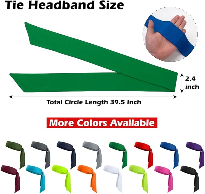 ONUPGO 18Pcs Head Ties for Men Women, Adjustable Headbands Sports Sweatband Ninja Ties Head Band, Sweat Wicking Workout Headband for Sports, Running, Tennis, Yoga, Soccer, Karate