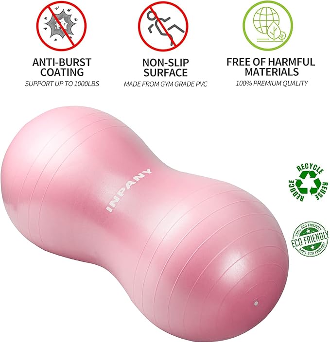 INPANY Peanut Ball - Anti Burst Exercise Ball for Labor Birthing, Physical Therapy for Kids, Core Strength, Flexible Seating, Home & Gym Fintness, Sensory Chair Wiggle Seat for Boys and Girls