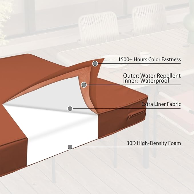 Outdoor Bench Cushion 48 x 18 x 3 Inch, Waterproof Patio Furniture Cushions with Ties, Non-Slip Rectangle Bench Seat Cushion Foam Pad for Garden Sofa Settee Couch Swing, Red