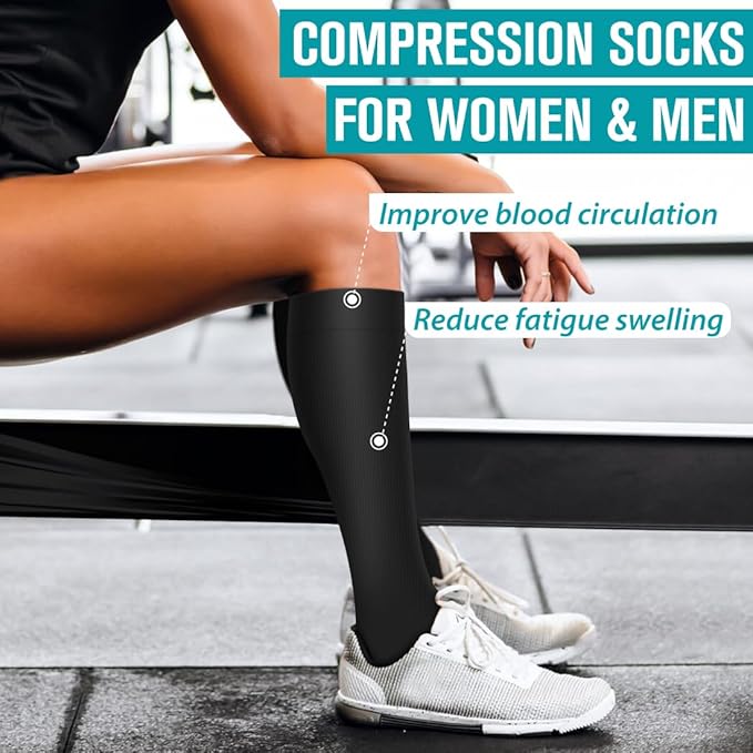 BLUEENJOY Copper Compression Socks for Women & Men (6 pairs) - Best Support for Nurses, Running, Hiking, Recovery
