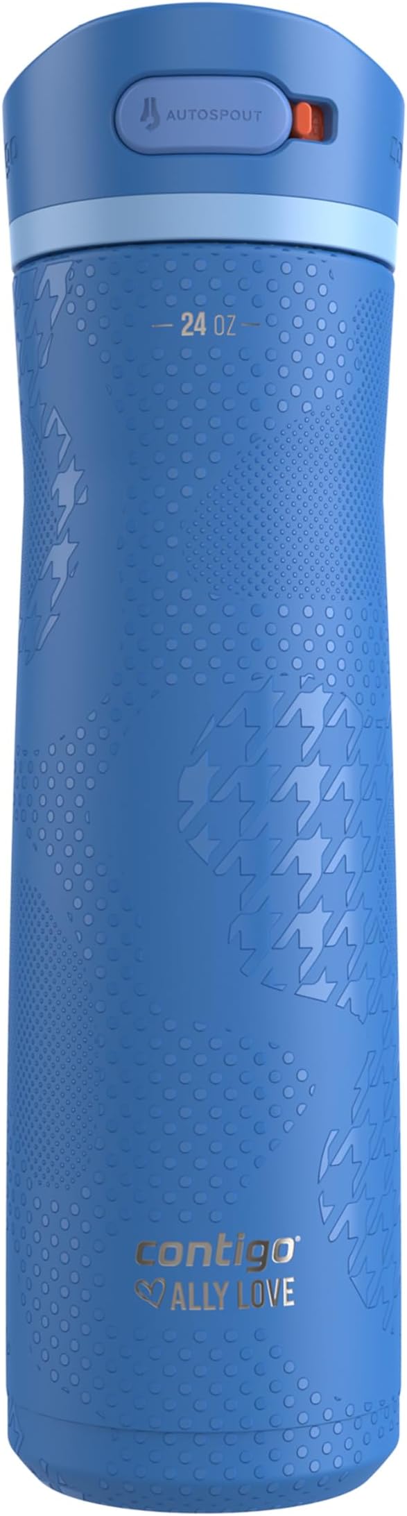 Contigo x Ally Love Ashland Chill 2.0, Stainless Steel, Spill Proof Water Bottle with AutoPop Easy Lean Lid, BPA Free, 24oz, Stellar Jay