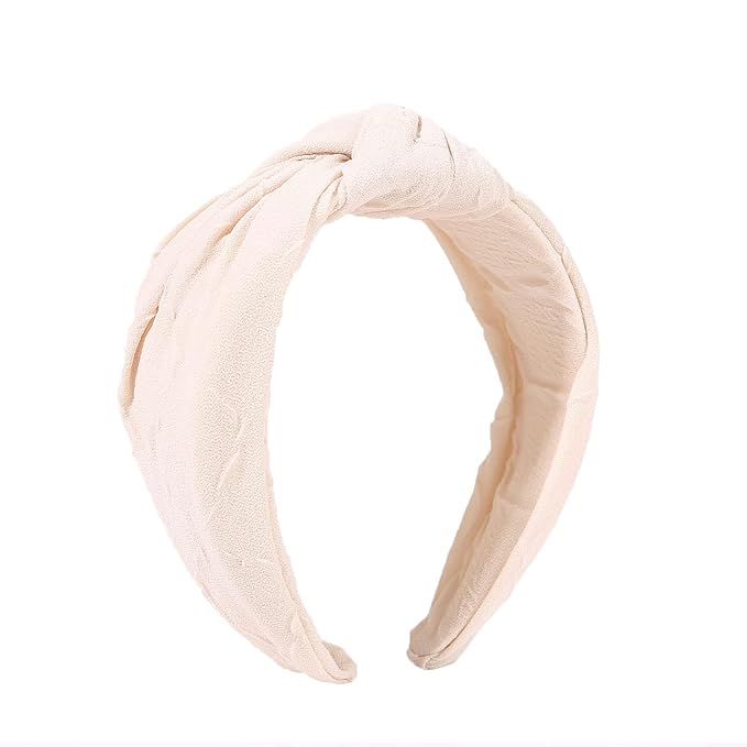 Madison Tyler Headbands for Women | Fashion Boho Top Knotted With Rhinestones Elastic Workout Hairbands | Outdoor and Party Non Slip (Beige)