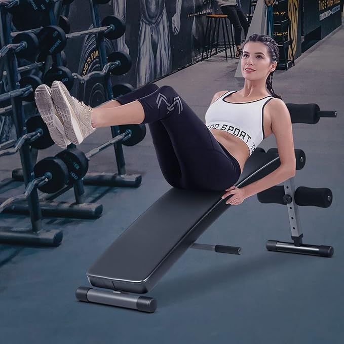 GYMAX Sit Up Bench, 440lbs Adjustable Incline Sit up Bench for Abs, Utility Workout Training Slant Bench for Home Gym, Multifunctional Exercise Fitness Equipment for Strength Training, Crunch Board Ab Bench
