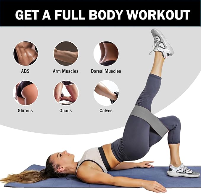 Non-Slip Fabric Resistance Bands for Working Out, Loop Exercise Bands for Booty Leg, Butt, Glute, Stretch Workout Bands for Women & Men, Hip Elastic Bands for Home Gym Fitness, Yoga, Pilates