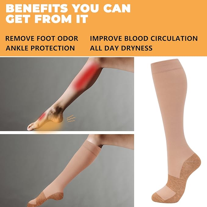 fenglaoda 8 Pairs Compression Socks for Men & Women 20-30 mmHg Knee High Nurse Pregnant Running Medical and Travel Athletic