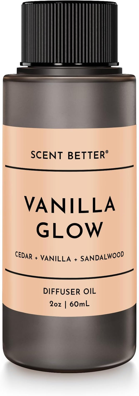 Scent Better Vanilla Glow Aroma Essential Oil Blend: an Aromatherapy Blend of Vanilla, Amber, and Sandalwood for Ultrasonic Diffusers & Nebulizers (2 Fl Oz, 60 mL)