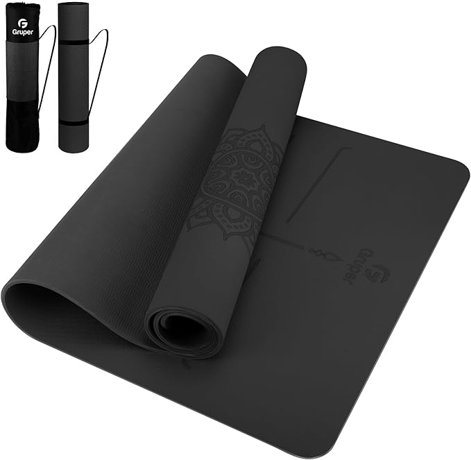 Yoga Mat Non Slip TPE Extra Wide Yoga Mat with Alignment Mark, 72"L x 32"W x 0.32"/0.24"Th (183cm x 80cm x 8mm/6mm), Anti-Tear Exercise Mat with Carrying Strap and Bag, Workout Mats for Yoga, Pilates