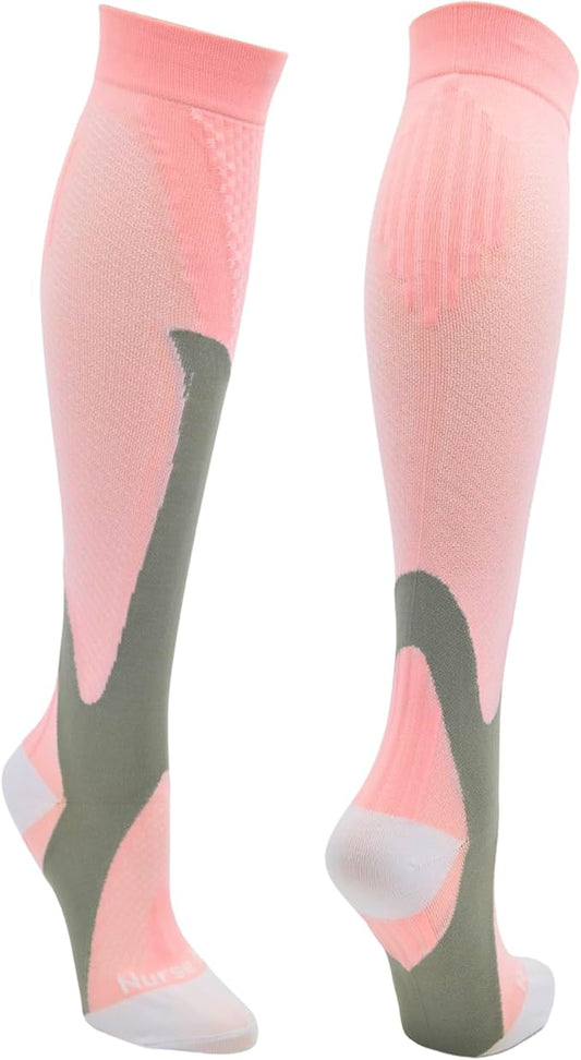 Compression Socks for Nurses - Women & Men - 20-30mmHg Graduated Compression, Zero-Toe Compression, For Medical Staff, Nursing, Athletic Support Such As Running, Cycling, Hiking - 1 Pair