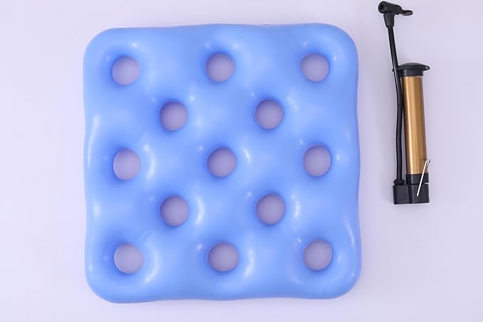 Inflatable seat Waffle Cushions for Sitting air Pillow seat Cushion for Chair & Wheelchair Pressure Sores Waffle Cushion Pressure Relief - Silicone Material (Blue)