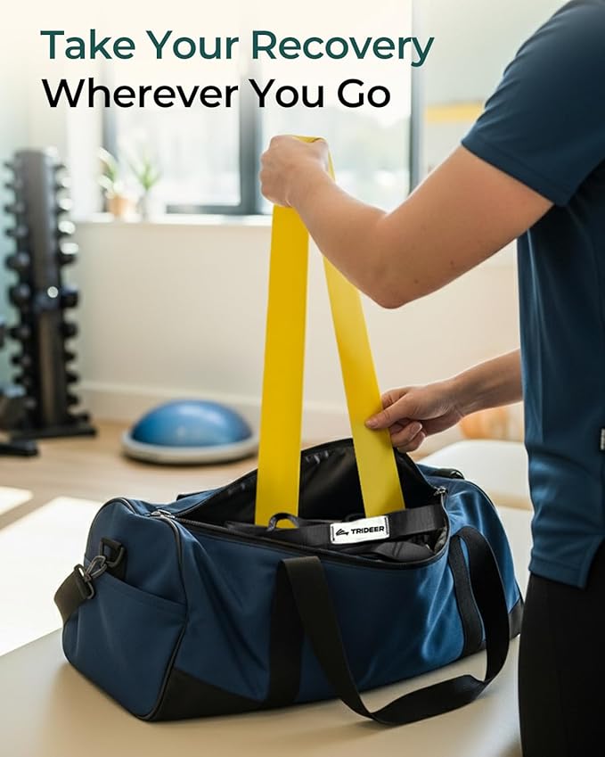 Trideer Stretching Strap & 3PCS Resistance Bands Set – Non-Elastic Stretch Strap & Elastic Bands for Safe Stretching, Mobility, Physical Therapy, Rehab, Recovery, Yoga & Home Exercise