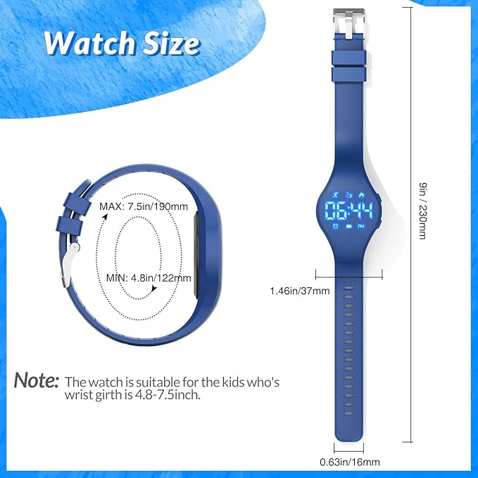 Kids Led Fitness Tracker Watch for Boys Girls, No App, Digital Sport Wristwatch, Waterproof, with Pedometer Alarm Clock, for Teens Children Students Ages 5-16 (deep Blue)