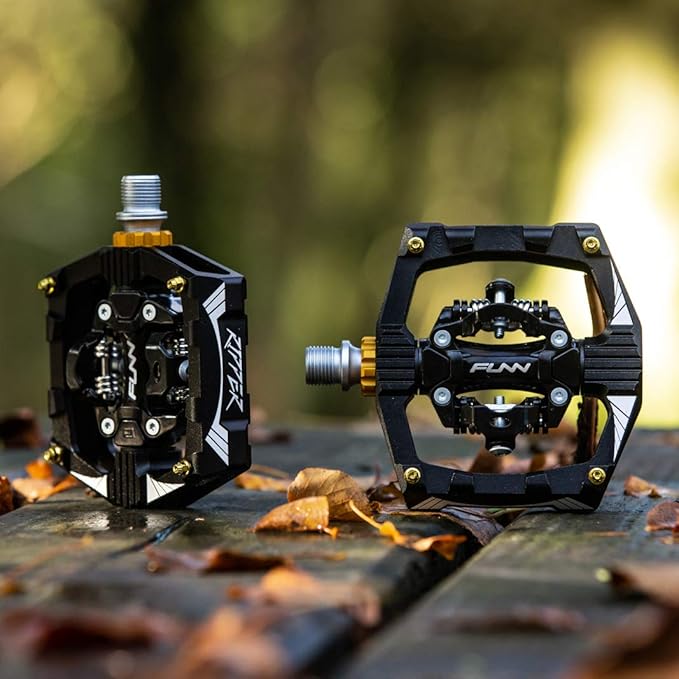 Funn Ripper Mountain Bike Clipless Pedals, Rocker Clip/Spring-Loaded Clip-in Mechanism, Compatible with SPD Cleats, 9/16" CrMo Axle Bicycle Pedals for MTB/Gravel Cycling