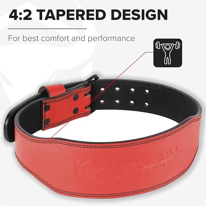 7mm Leather Weight Lifting Belt (IPF, USAPL, USPA, IPL USAW & IWF Approved) - 4" to 2” Tapered Premium Weightlifting Belt for Olympic Lifting, Powerlifting, Cross training, Gym, Workout & Weight Training - Weightlifting Belts for Men and Women