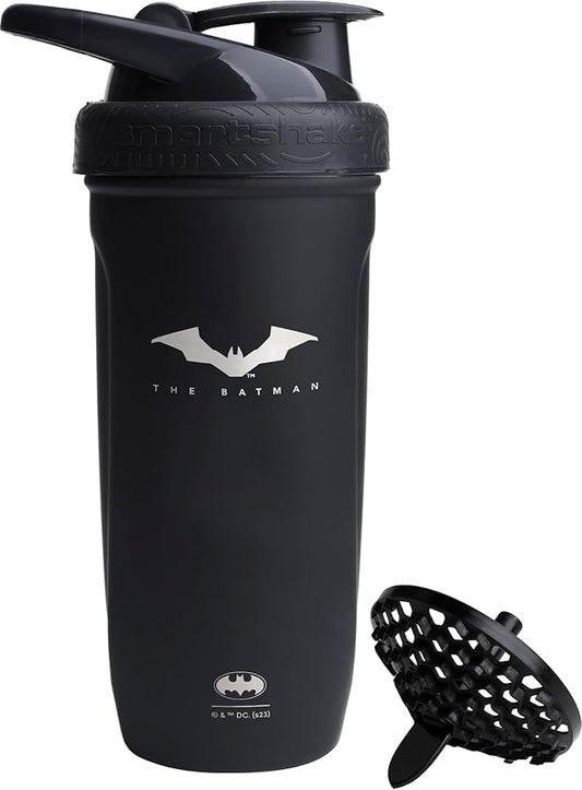 Smartshake DC COMICS Reforce Stainless Steel Protein Shaker Bottle 900 ml | 30 oz - Leakproof Screw-on Lid - BPA Free – Unisex - Non Insulated - Batman