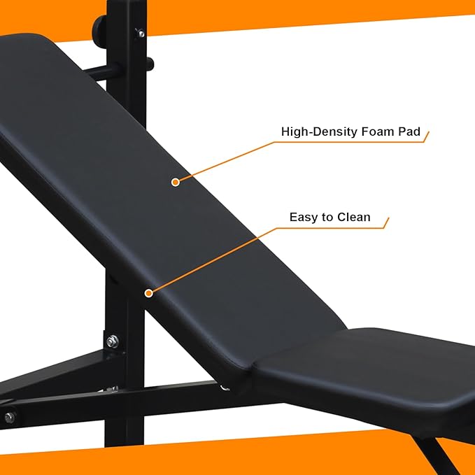 Folding Olympic Weight Benches for Home Gym, Bench Press Rack with Squat Rack with Squat Rack, Adjustable Workout Benches for Dumbbell Exercise, Workout Bench for Home Gym Full-Body