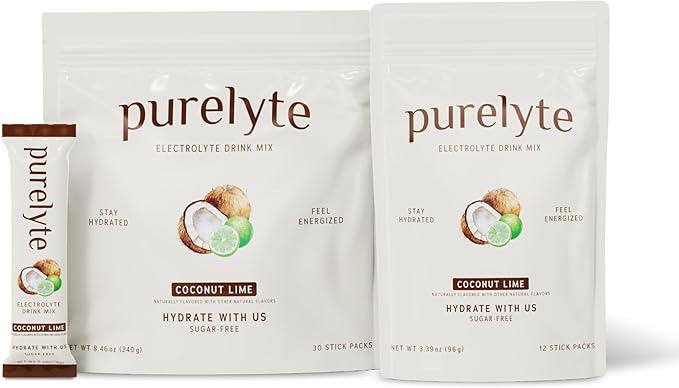 Electrolyte Drink Mix – Sugar-Free Hydration Powder Packets – Clean Electrolytes with Trace Minerals – Keto, Vegan, Gluten-Free – No Artificial Sweeteners – 30 Sticks – Coconut Lime