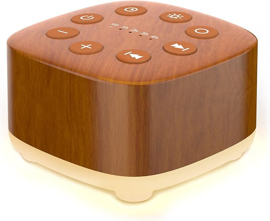 Meditation White Noise Machine Sound Machine 30 Soothing Sounds 12 Night Light 5 Auto-Off Timer Portable Sleep Machine for Travel Powered by AC or USB Sleep Therapy for Baby Kids Adults (Wood Grain)