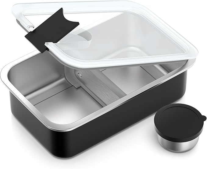 Stainless Steel Bento Lunch Box for Adult, 42oz Leak-Proof Lunch Box Containers, Microwave-Safe, with Adjustable Divider, Convenient Metal Lunchbox for Work, Travel