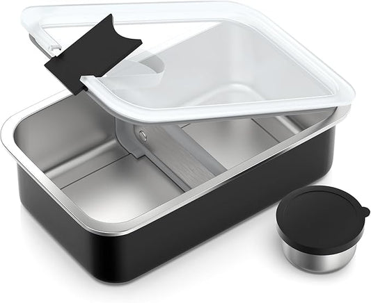 Stainless Steel Bento Lunch Box for Adult, 42oz Leak-Proof Lunch Box Containers, Microwave-Safe, with Adjustable Divider, Convenient Metal Lunchbox for Work, Travel