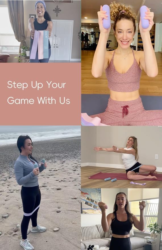 Hand Weight Bars for Women (2.2 LB) | Resistance Booty Bands | Pilates, Yoga, Dance, Aerobics, Running, Cardio, Gym, Strength Training | Non-Slip | Portable Dumbbells | Women & Men