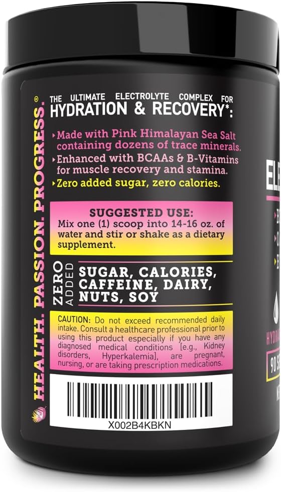 Zeal Naturals Electrolyte Powder Recovery Drink (90 Servings | Lemon Berry) w/ 0 Sugar +BCAAs +B-Vitamins Electrolyte Supplement w Potassium Zinc & Magnesium for Hydration - Keto Electrolytes