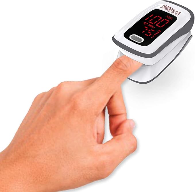 Fingertip Pulse Oximeter, Blood Oxygen Saturation Monitor (SpO2) with Pulse Rate Measurements and Pulse Bar Graph, Portable Digital Reading LED Display, Batteries and Carry Case Included