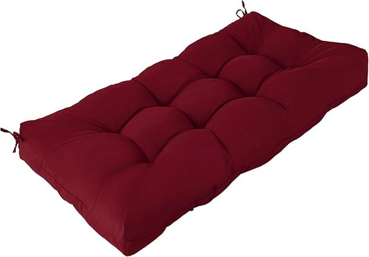 Waterproof Outdoor Bench Cushion 49"X20"X4" Comfortable Outdoor Chair Cushions Tufted Garden Bench Pad UV Resistant and Fade Resistant (1, Red)