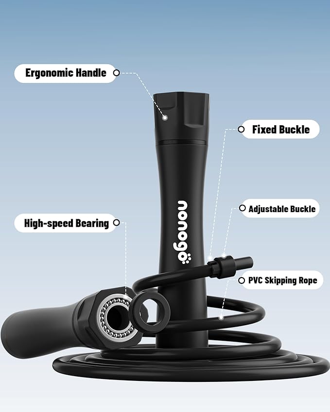 nonogo 1.1LB Weighted Jump Rope for Women – Adjustable 10mm Heavy PVC Skipping Rope for Fitness, Ideal for High-Intensity Training, MMA, Boxing, CrossFit, Weight-loss Workouts