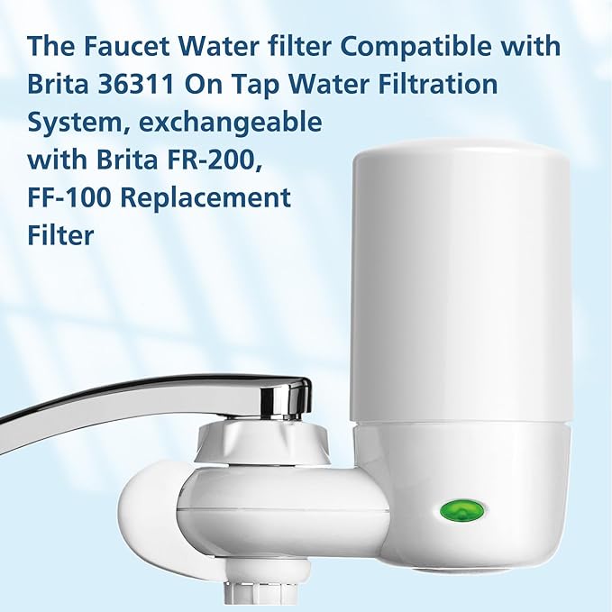 2-pack Faucets Filter Cartridge Replacement, Compatible with Brita® Faucet Water Filtration System, Brita® 36311, 36313, FR-200, FF-100