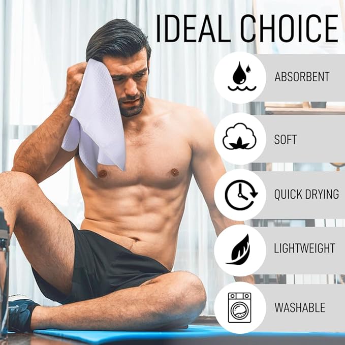 SUNLAND Microfiber Sports Workout Towels Fast Drying Fitness Sweat Towels for Men & Women Lightweight Multi-Purpose Gym Exercise Towel