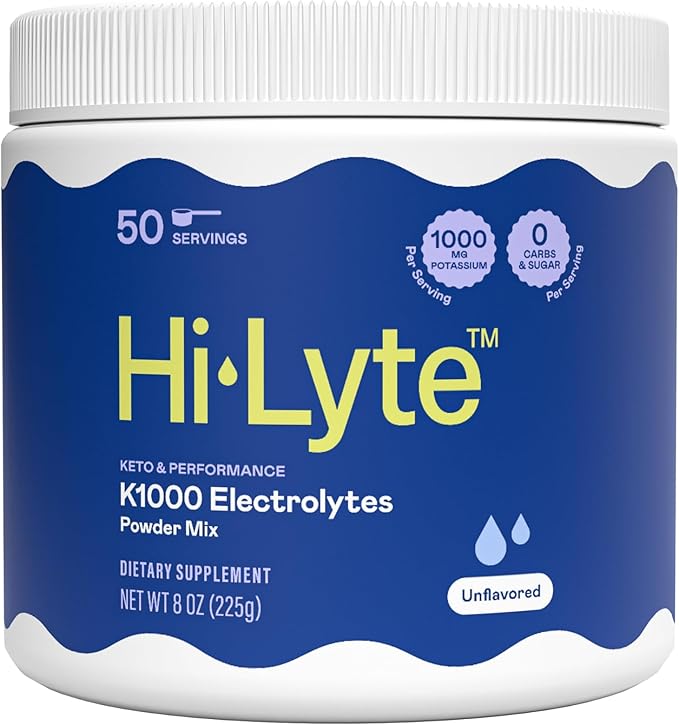 Hi-Lyte K1000 Electrolytes Powder Mix Unflavored Keto & Performance, 50 Servings