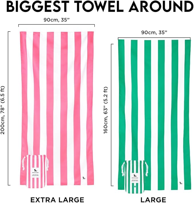 Dock & Bay Quick Drying Towel - for Sports & Gym - Compact, Lightweight - 100% Recycled - Includes Bag - Cabana - Set of 6, Large (160x90cm, 63x35)
