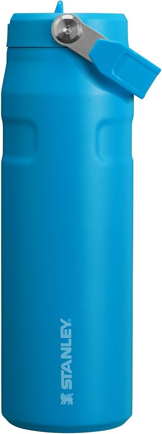 Stanley IceFlow Flip Straw 2.0 Water Bottle 24 OZ | Built-In Straw with Larger Opening | Lightweight & Leak-Resistant | Insulated Stainless Steel | BPA-Free | Azure