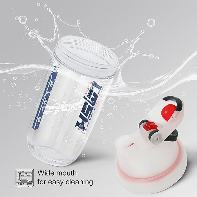 20 oz protein shaker bottle, TRITAN Plastic, BPA/BPS Free Whey Protein Drink Cups for Pre-Workout and Gym, Blender Shaker for Blending Protein Shakes, Overnight Oats and Smoothies (white)