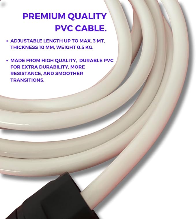 Elevate Gravity Heavy Rope - 3m, 10mm PVC - Boost Muscle, Cardio & Strength - Smooth Bearings - Ideal Indoor/Outdoor & Weight Loss.