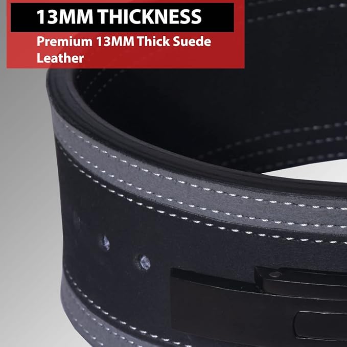 IBRO Powerlifting Lever Gym Belt – Power 8MM, 10MM or 13MM Extreme Heavy Duty Genuine Leather Belts - Squats Deadlifts Bodybuilding Weight Lifting IPF Power Lifting Strongman for Men