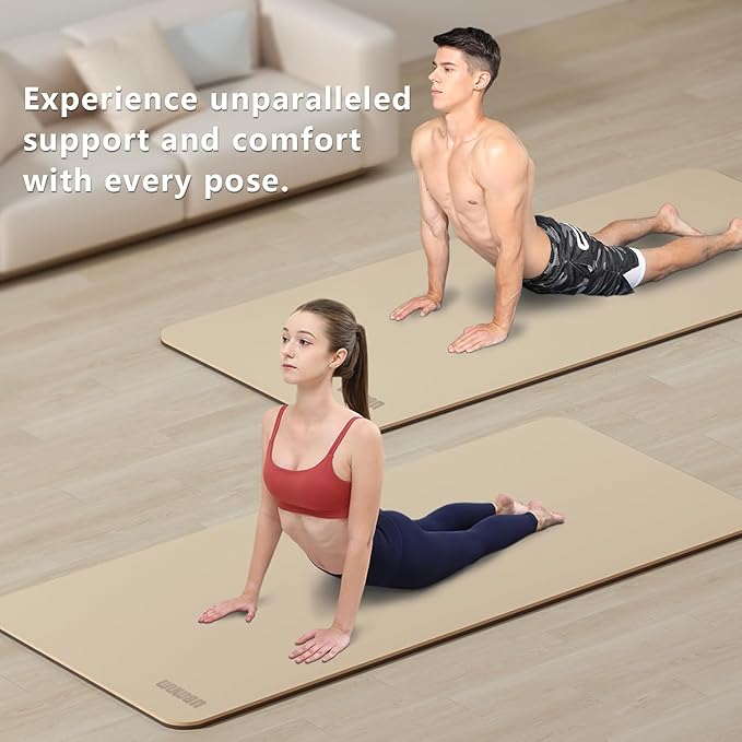 Yoga Mat Non-Slip Extra Thick 72"x32/24" Extra Wide Fitness Exercise Mat TPE Material High Elastic Hot Yoga Mat for Women Yoga Pilates Home Floor Workout (Cow Coffee)