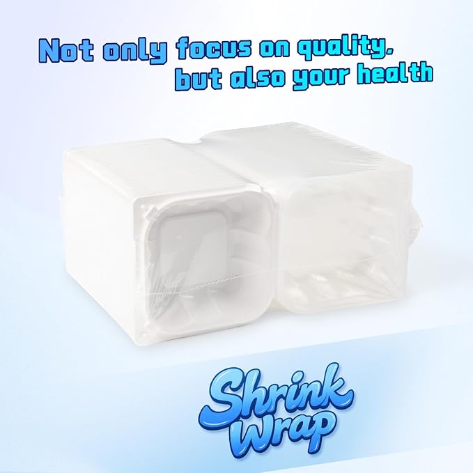 YANGRUI Food Containers 6" 17 oz 55 Pack - Reusable Crystal View Fog Resistant Lid BPA Free Pure PP Plastic Burger Box | Shrink Sealed Hygienic Freezer & Microwave Safe | White Sushi Takeout Container