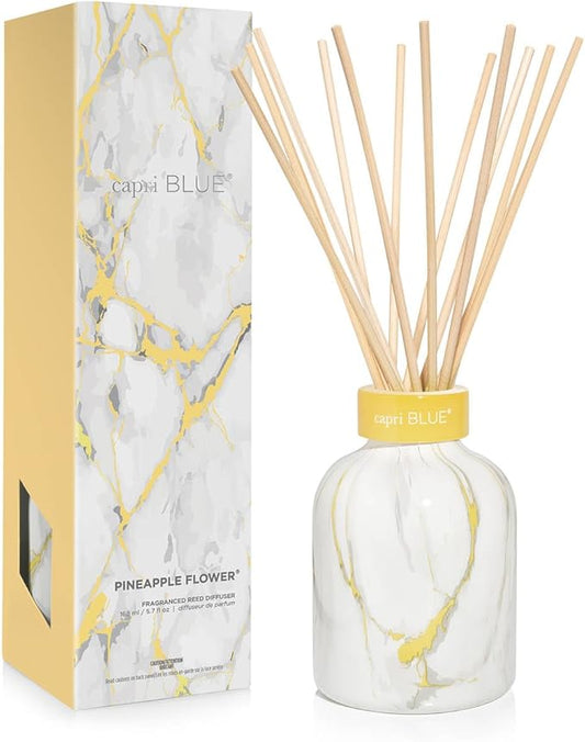 Capri Blue Modern Marble Reed Diffuser Set - Includes Reed Diffuser Sticks, Scented Oil & Glass Bottle - Luxury Scents for Bedroom Decor & Bathroom Air Freshener - Pineapple Flower (5.7 fl oz)