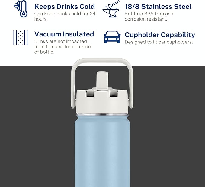HydroBottle | Stainless Steel Filtered Water Bottle, 24 oz | BPA-Free, Removes Lead, Chlorine, Arsenic, VOCs | Filter Lasts 3 Months, Replaces 568 Plastic Bottles (Frost)