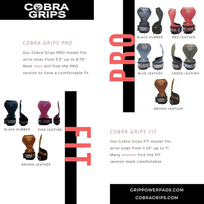 Cobra Grips PRO Weight Lifting Gloves Heavy Duty Straps Alternative Power Lifting Hooks for Deadlifts Adjustable Neoprene Padded Wrist Support Bodybuilding