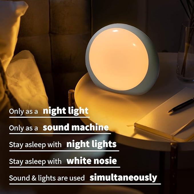 Brown Noise Sounds Machine White Noise Machine with 30 Soothing Sounds 12 Color Night Lights Auto-Off Timer Calming Sleep Machine with Memory Function for Baby Kids Adult for Office Privacy