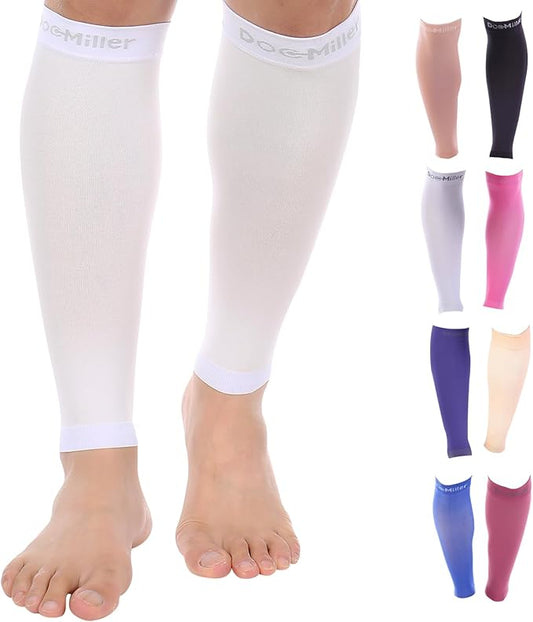 Doc Miller Compression Calf Sleeve for Men & Women, Premium Medical Grade, 15-20mmHg Graduated Support for Running, Calf Tear, Shin Splints, Knee High, Calf Sleeves, 1 Pair